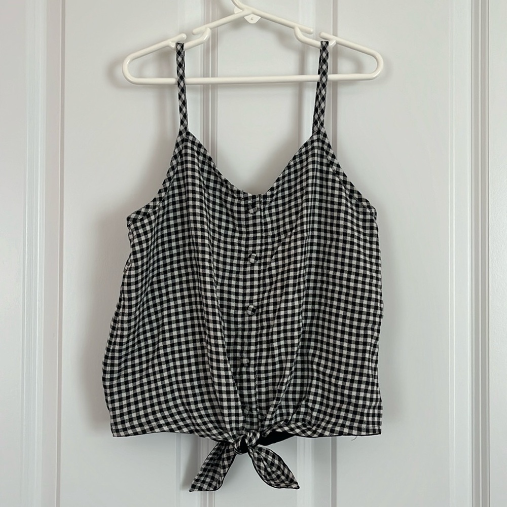 Abercrombie Kids Gingham Tie Front Tank Top